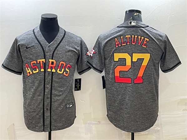 Men's Houston Astros #27 Jose Altuve Grey Cool Base Stitched Baseball Jersey